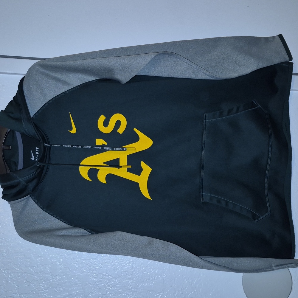 Nike Oakland Athletics As Womens Dri-Fit Green Gray Pullover Hoodie
